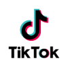 a black, magenta, and turquoise TikTok logo